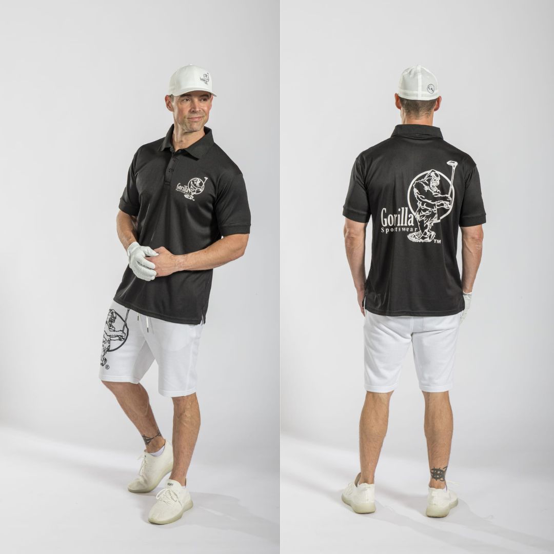 Mens & Womens Unisex Lightweight Black Golf Shirt