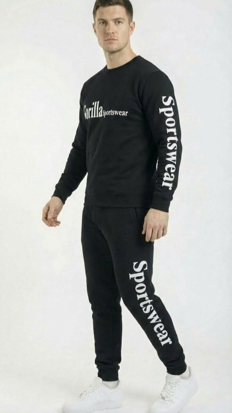 Men & Women Unisex Black Sweatsuit Athleisure Sportswear Set for Comfort and Everyday Wear