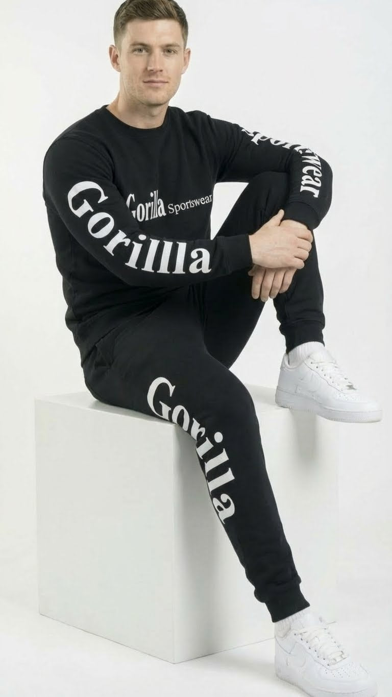 Men & Women Unisex Black Sweatsuit Athleisure Sportswear Set for Comfort and Everyday Wear
