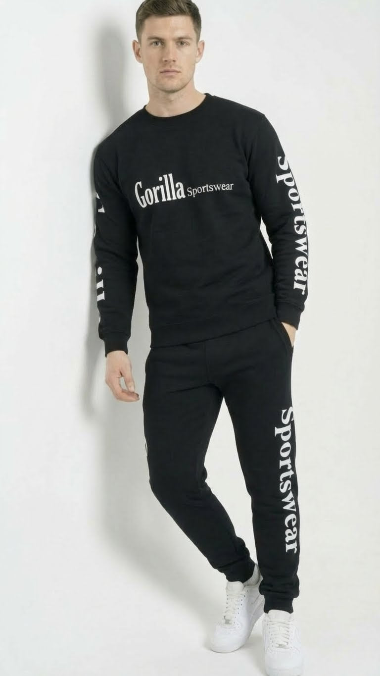 Men & Women Unisex Black Sweatsuit Athleisure Sportswear Set for Comfort and Everyday Wear