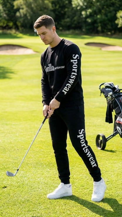 Men & Women Unisex Black Sweatsuit Athleisure Sportswear Set for Comfort and Everyday Wear