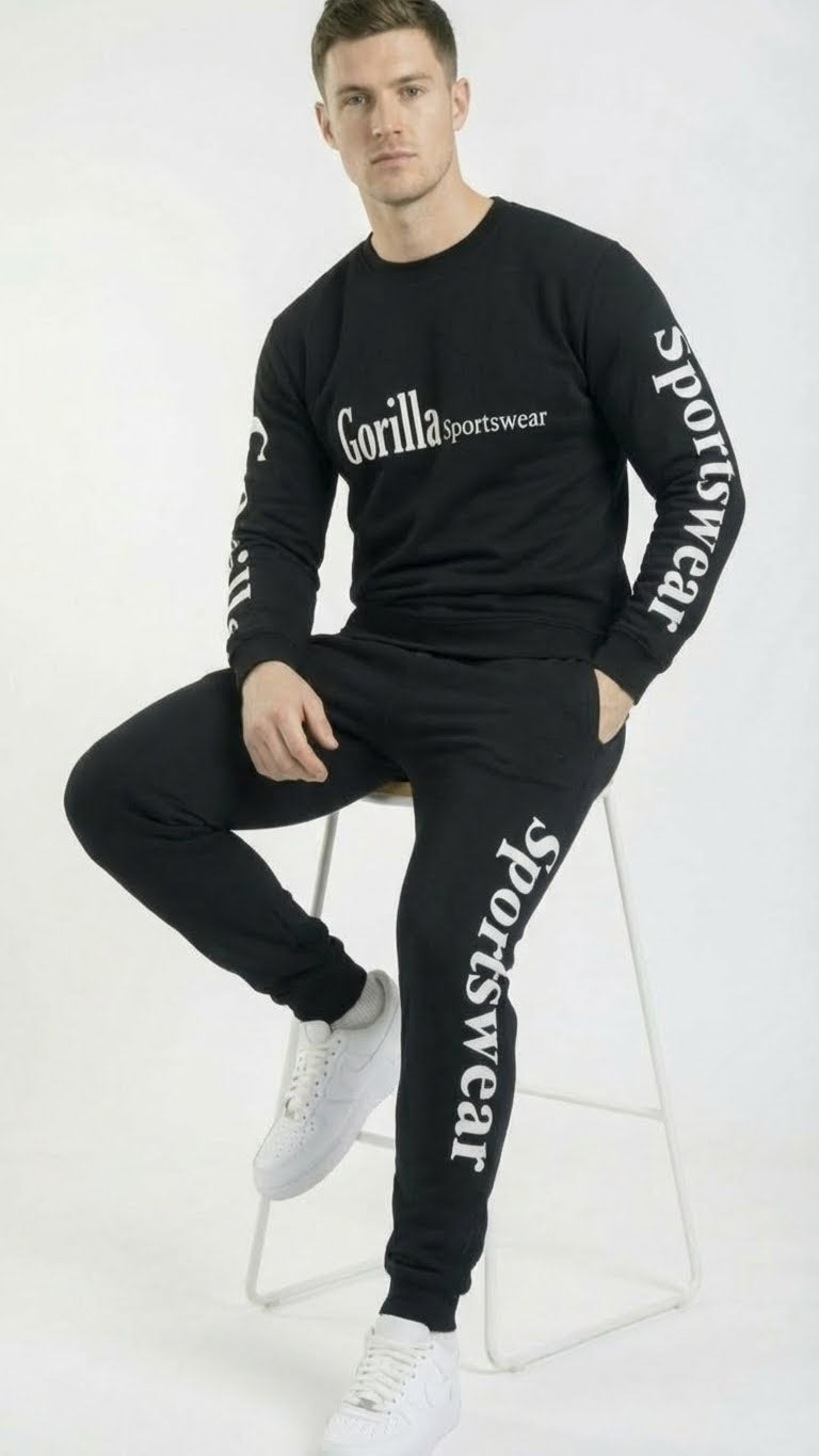 Men & Women Unisex Black Sweatsuit Athleisure Sportswear Set for Comfort and Everyday Wear