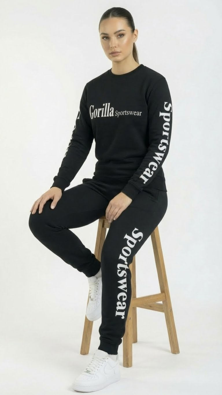 Men and Womens Unisex Black Sweatsuit Athleisure Sportswear