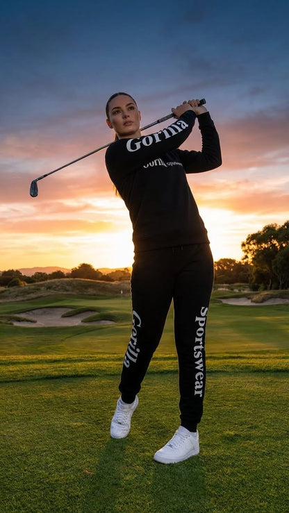 Men and Womens Unisex Black Sweatsuit Athleisure Sportswear