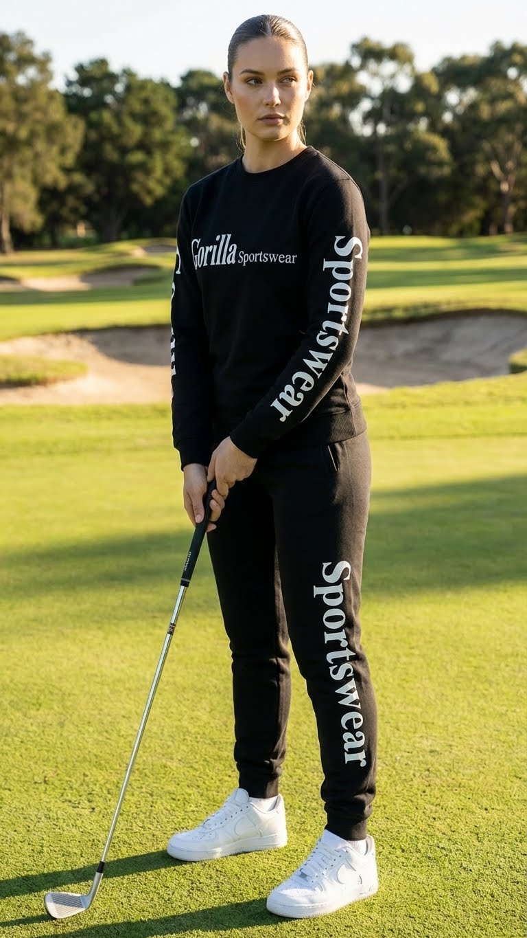 Men and Womens Unisex Black Sweatsuit Athleisure Sportswear