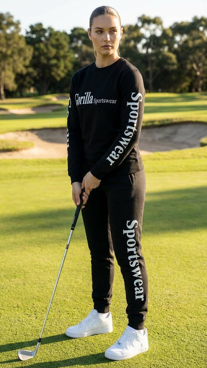 Men and Womens Unisex Black Sweatsuit Athleisure Sportswear