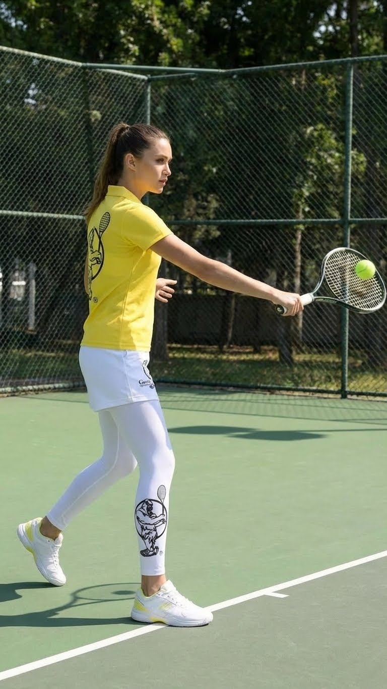 Premium Yellow Tennis Performance Set – Athletic Polo, Breathable Leggings & Casual Golf Shorts