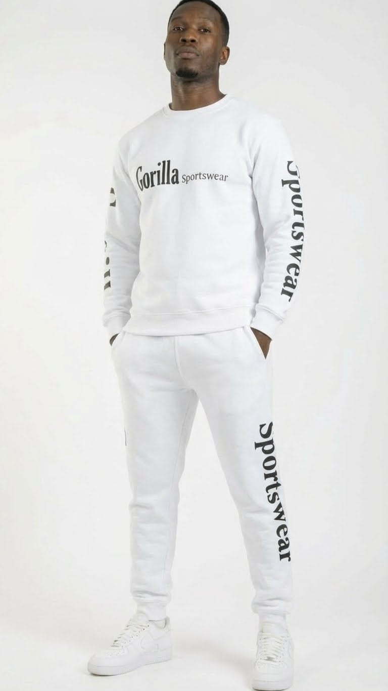 Men and Women Unisex White Sweatsuit Sportswear Set for Comfort and Everyday Wear