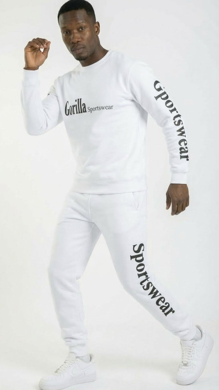 Men and Women Unisex White Sweatsuit Sportswear Set for Comfort and Everyday Wear