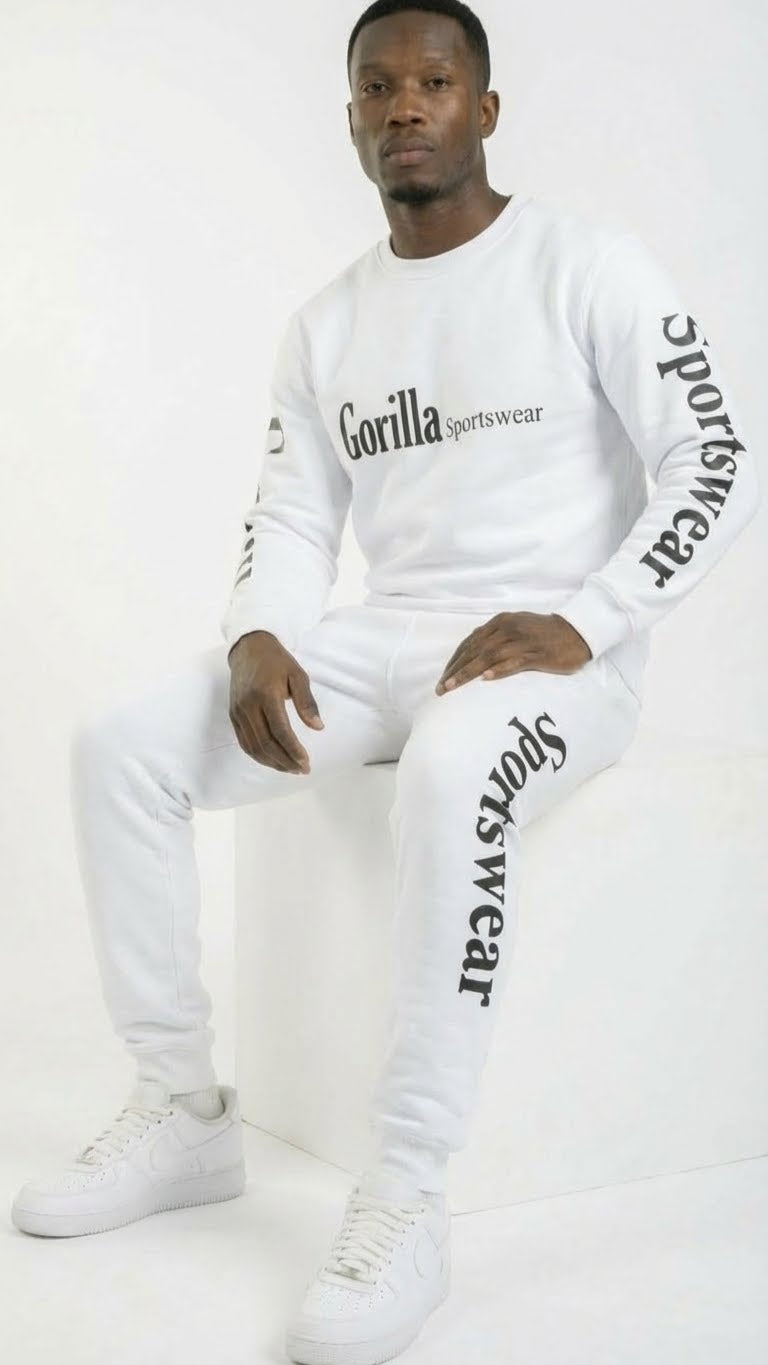 Men and Women Unisex White Sweatsuit Sportswear Set for Comfort and Everyday Wear