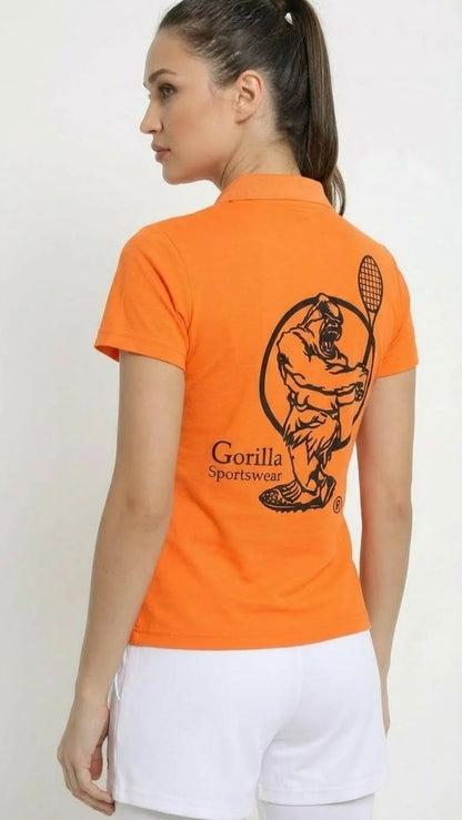 Premium Orange Tennis Performance Set – Athletic Polo, Breathable Leggings & Casual Golf Shorts