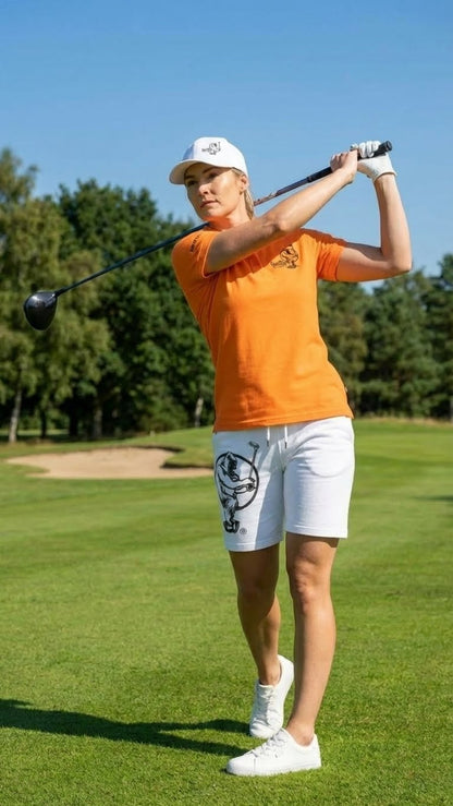 Unisex Lightweight Orange Golf Shirt for Men & Women – Breathable Moisture-Wicking Polyester Polo with UV Protection