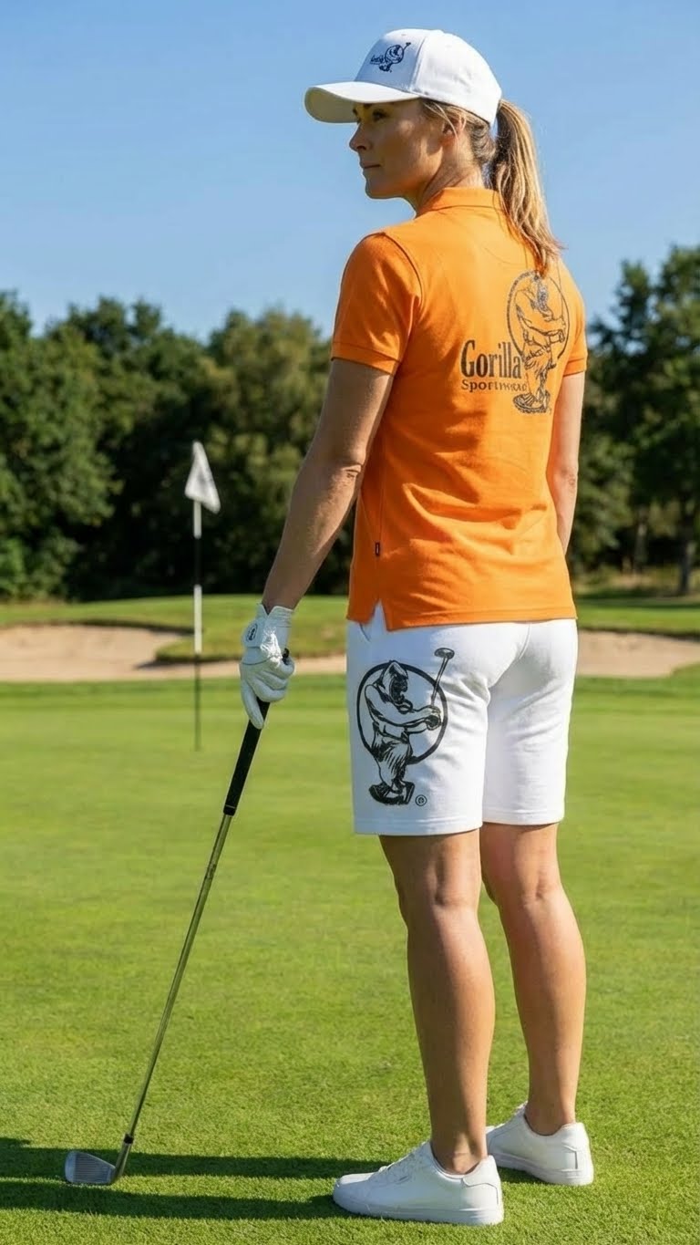 Unisex Lightweight Orange Golf Shirt for Men & Women – Breathable Moisture-Wicking Polyester Polo with UV Protection