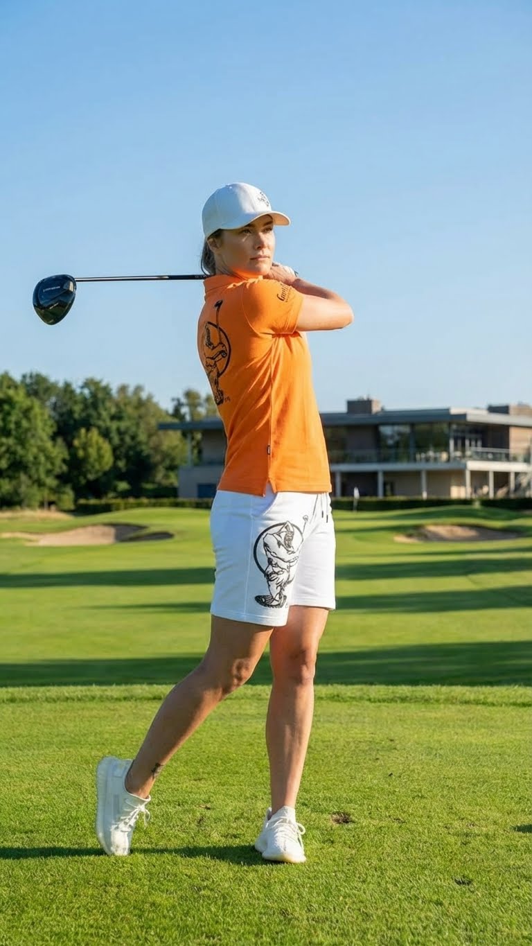 Unisex Lightweight Orange Golf Shirt for Men & Women – Breathable Moisture-Wicking Polyester Polo with UV Protection