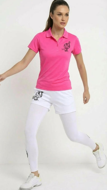 Premium Pink Tennis Performance Set – Athletic Polo, Breathable Leggings & Casual Golf Shorts