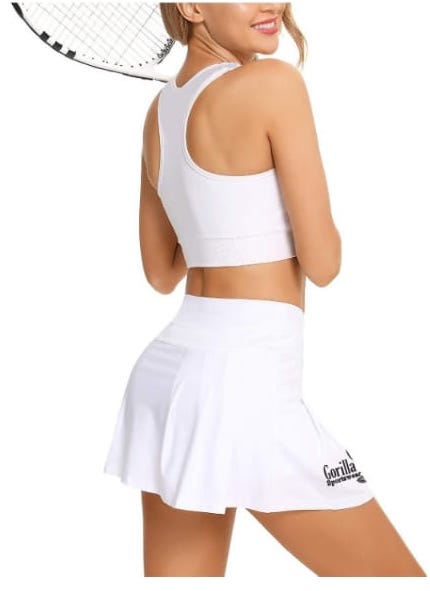 Gorilla Wear Women's Tennis – White Performance Skirt & Sports Bra