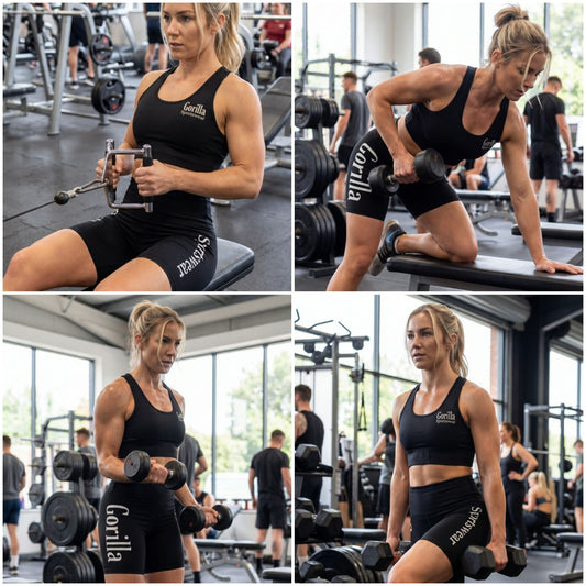 Women’s Black Seamless Gym Set – Sports Bra & High-Waisted Biker Shorts Activewear Set