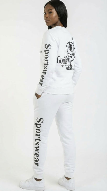 Men & Women Unisex White Sweatsuit Athleisure Sportswear Set for Comfort and Everyday Style