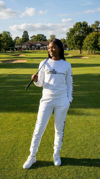 Men & Women Unisex White Sweatsuit Athleisure Sportswear Set for Comfort and Everyday Style