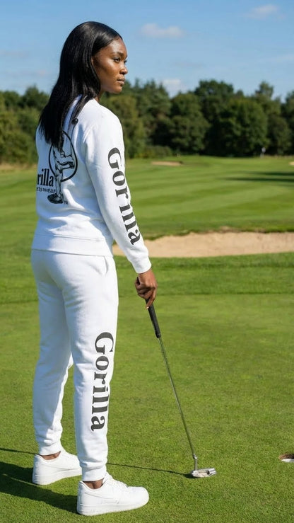 Men & Women Unisex White Sweatsuit Athleisure Sportswear Set for Comfort and Everyday Style