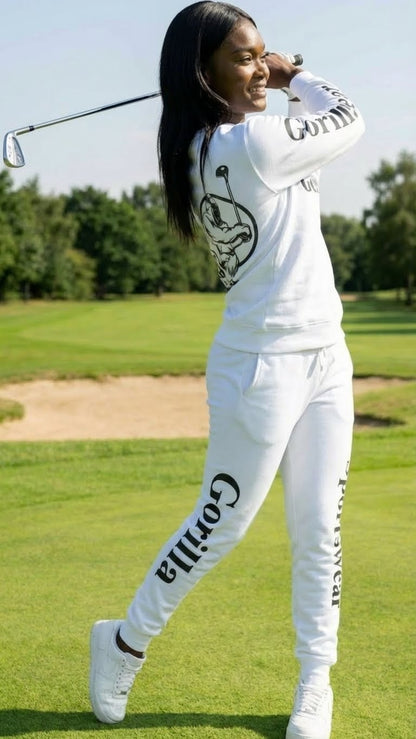 Men & Women Unisex White Sweatsuit Athleisure Sportswear Set for Comfort and Everyday Style