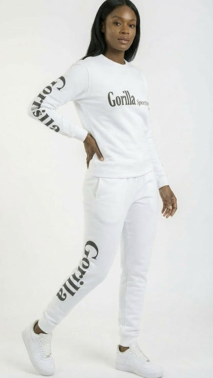 Men & Women Unisex White Sweatsuit Athleisure Sportswear Set for Comfort and Everyday Style