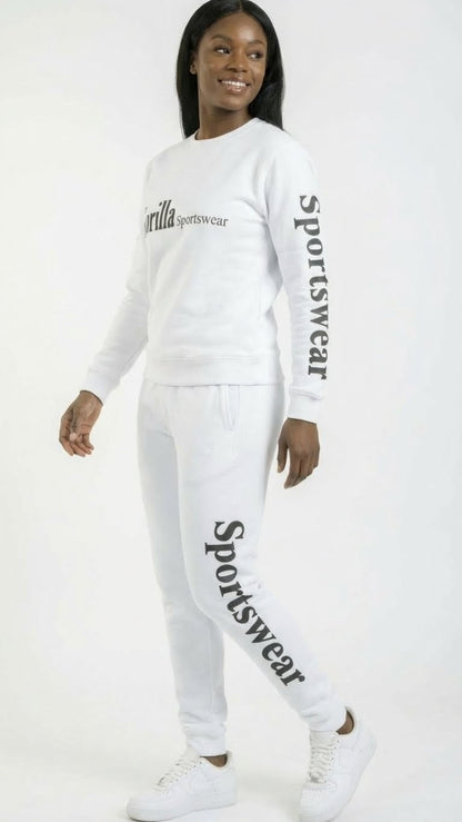 Men & Women Unisex White Sweatsuit Athleisure Sportswear Set for Comfort and Everyday Style