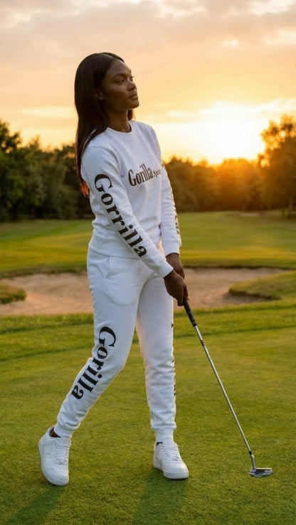 Men & Women Unisex White Sweatsuit Athleisure Sportswear Set for Comfort and Everyday Style