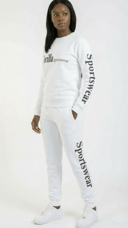 Men & Women Unisex White Sweatsuit Athleisure Sportswear Set for Comfort and Everyday Style