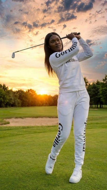 Men & Women Unisex White Sweatsuit Athleisure Sportswear Set for Comfort and Everyday Style