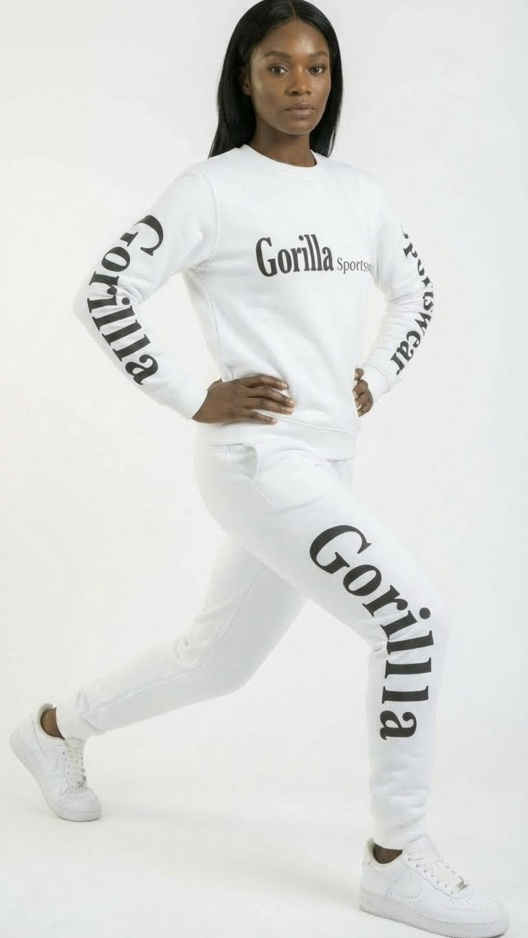 Men & Women Unisex White Sweatsuit Athleisure Sportswear Set for Comfort and Everyday Style