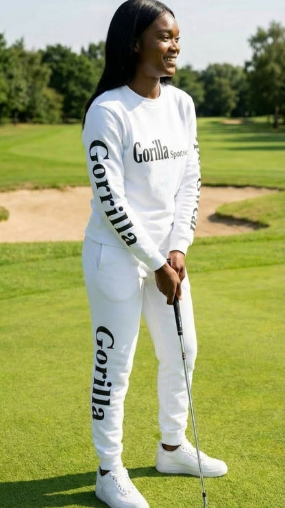Men & Women Unisex White Sweatsuit Athleisure Sportswear Set for Comfort and Everyday Style