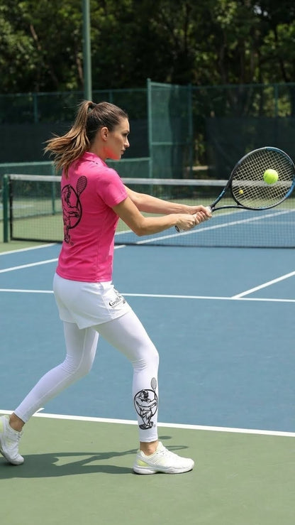 Premium Pink Tennis Performance Set – Athletic Polo, Breathable Leggings & Casual Golf Shorts