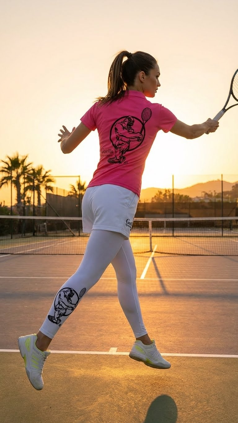 Premium Pink Tennis Performance Set – Athletic Polo, Breathable Leggings & Casual Golf Shorts