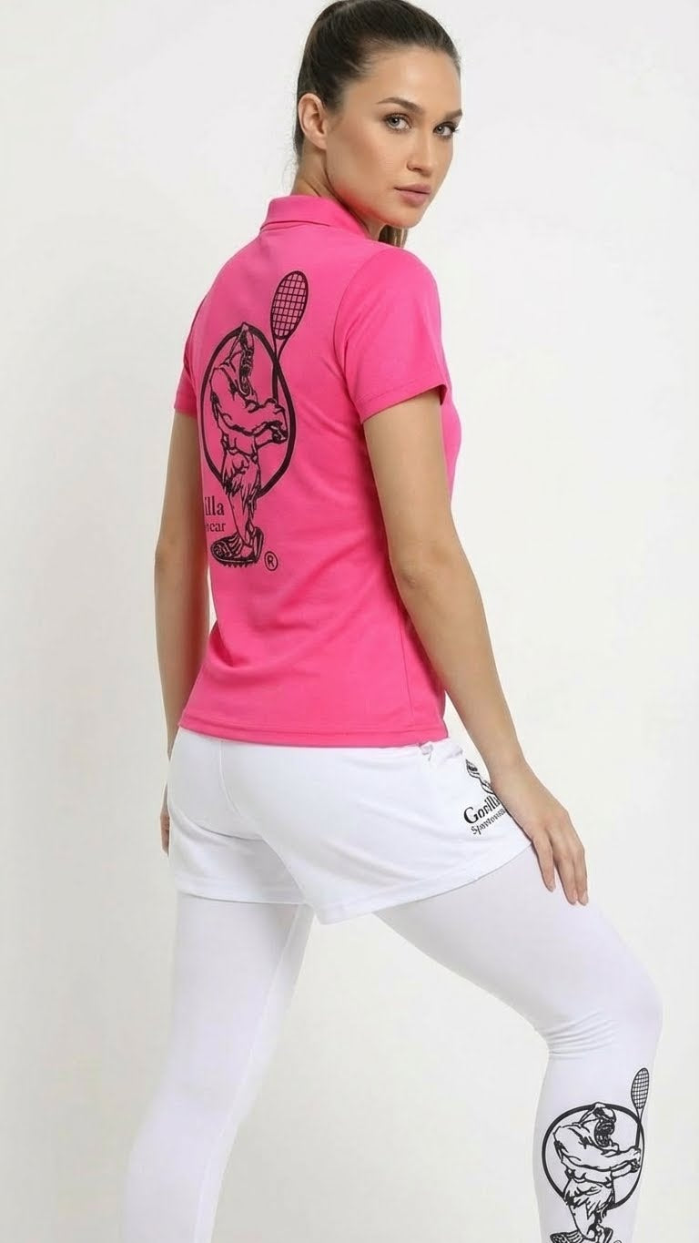 Premium Pink Tennis Performance Set – Athletic Polo, Breathable Leggings & Casual Golf Shorts
