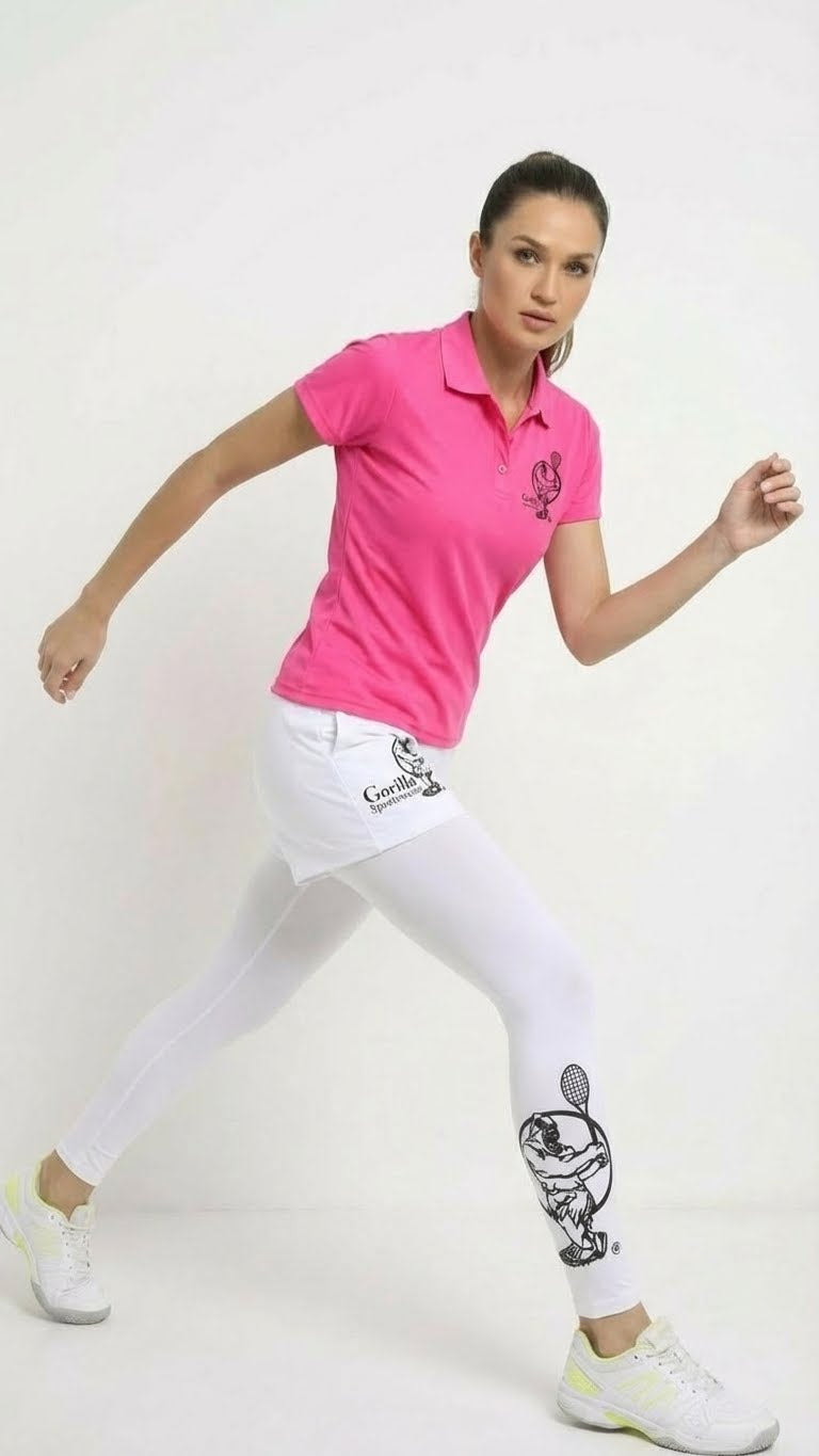 Premium Pink Tennis Performance Set – Athletic Polo, Breathable Leggings & Casual Golf Shorts