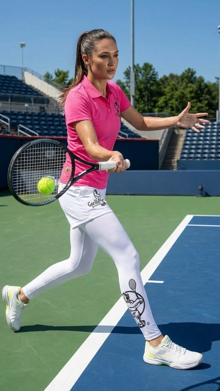 Premium Pink Tennis Performance Set – Athletic Polo, Breathable Leggings & Casual Golf Shorts