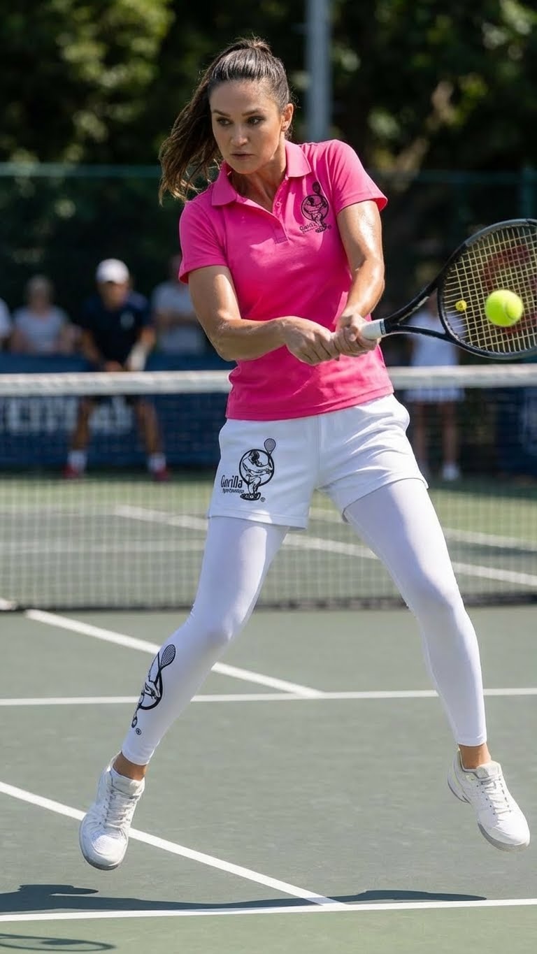 Premium Pink Tennis Performance Set – Athletic Polo, Breathable Leggings & Casual Golf Shorts