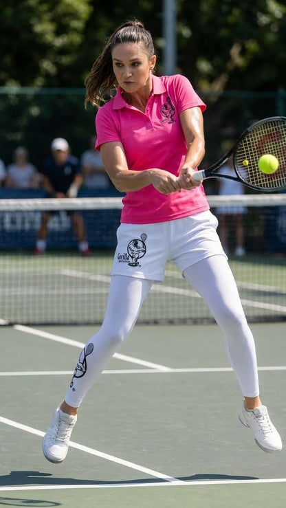 Premium Pink Tennis Performance Set – Athletic Polo, Breathable Leggings & Casual Golf Shorts
